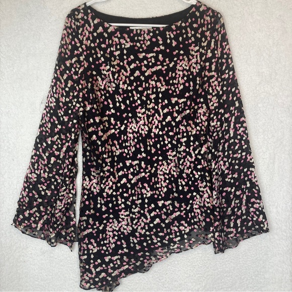 Papell Boutique Evening large top Asymmetrical Hem Geometric Sheer Adrianna - Picture 1 of 5